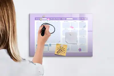 Quadro magnético para escrever planner anual na cor rosa