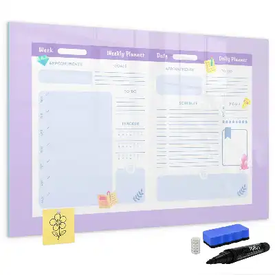 Quadro magnético para desenhar planner anual na cor rosa