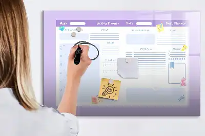 Quadro magnético para desenhar planner anual na cor rosa