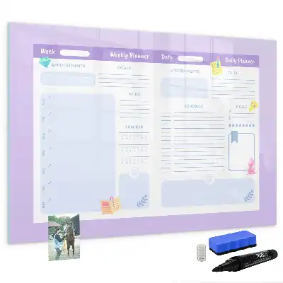 Quadro magnético para desenhar planner anual na cor rosa