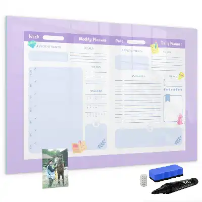 Quadro magnético para desenhar planner anual na cor rosa
