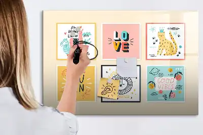 Quadro magnético para desenho com estampa de citação motivacional