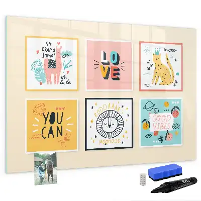 Quadro magnético para desenho com estampa de citação motivacional