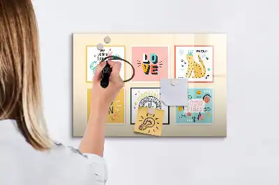 Quadro magnético para desenho com estampa de citação motivacional