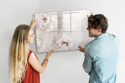 Quadro magnético para escrita estampa de peônias
