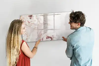 Quadro magnético para escrita estampa de peônias
