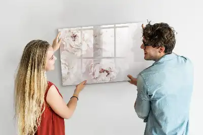 Quadro magnético para escrita estampa de peônias