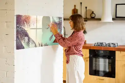 Quadro magnético para desenhar estampa palmeiras tropicais