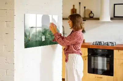 Quadro magnético para escrever estampa de abstração de folha
