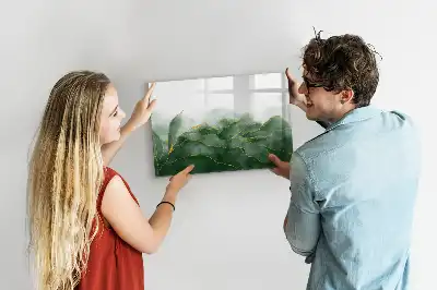 Quadro magnético para escrever estampa de abstração de folha