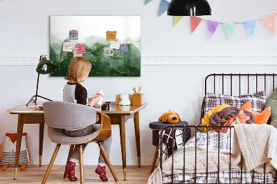 Quadro magnético para escrever estampa de abstração de folha