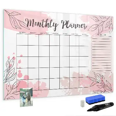 Quadro magnético para desenhar modelo planner mensal rosa