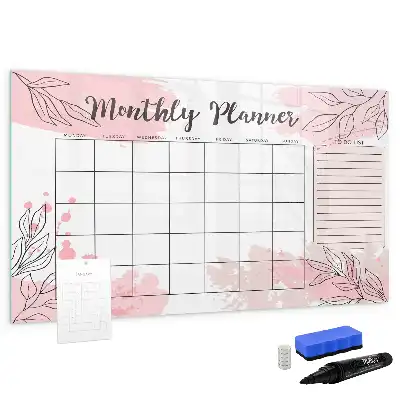 Quadro magnético para desenhar modelo planner mensal rosa