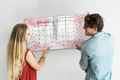 Quadro magnético para desenhar modelo planner mensal rosa