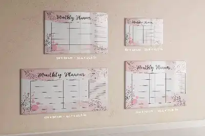 Quadro magnético para desenhar modelo planner mensal rosa
