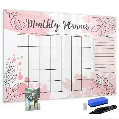 Quadro magnético para desenhar modelo planner mensal rosa