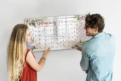 Quadro magnético para escrita com estampa de rosas