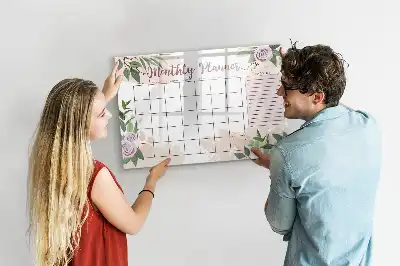 Quadro magnético para escrita com estampa de rosas