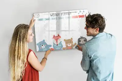 Quadro magnético para desenhar com organizador de horários semanais