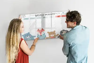 Quadro magnético para desenhar com organizador de horários semanais
