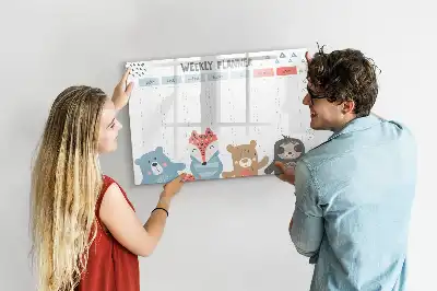 Quadro magnético para desenhar com organizador de horários semanais