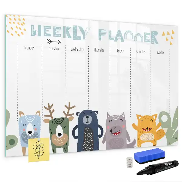 Planner semanal infantil quadro magnético para escrever