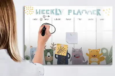 Planner semanal infantil quadro magnético para escrever