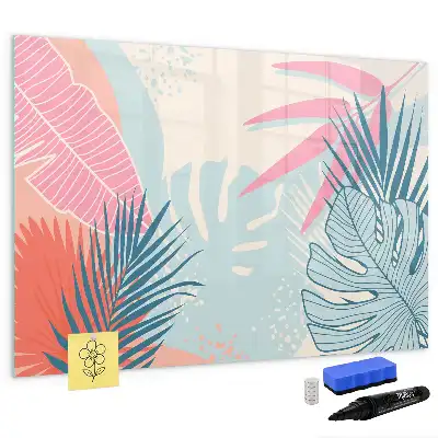 Quadro para desenhar magnético com folhas em tom pastel
