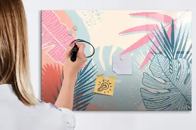 Quadro para desenhar magnético com folhas em tom pastel