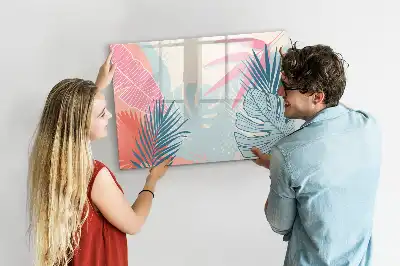 Quadro para desenhar magnético com folhas em tom pastel