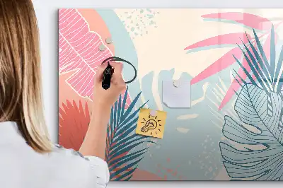 Quadro para desenhar magnético com folhas em tom pastel