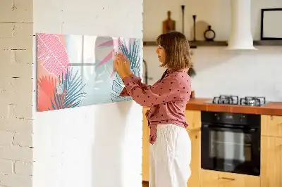 Quadro para desenhar magnético com folhas em tom pastel
