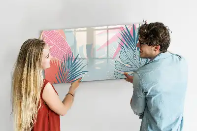 Quadro para desenhar magnético com folhas em tom pastel