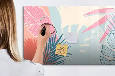 Quadro para desenhar magnético com folhas em tom pastel
