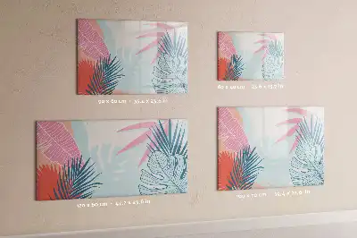 Quadro para desenhar magnético com folhas em tom pastel