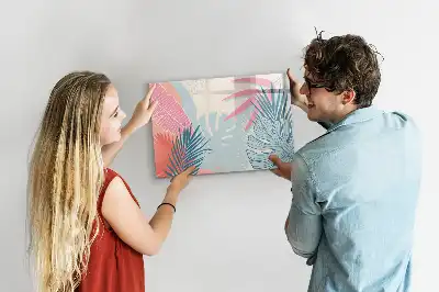 Quadro para desenhar magnético com folhas em tom pastel
