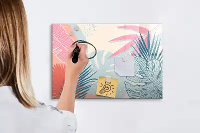 Quadro para desenhar magnético com folhas em tom pastel