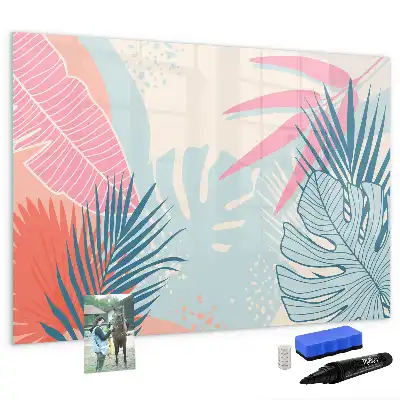 Quadro para desenhar magnético com folhas em tom pastel