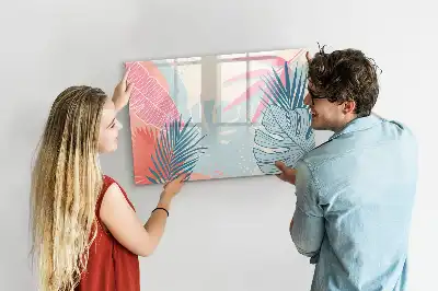 Quadro para desenhar magnético com folhas em tom pastel