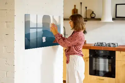 Quadro magnético para escrever abstração de paisagem