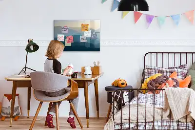 Quadro magnético para escrever abstração de paisagem