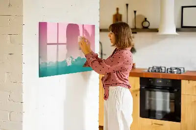 Quadro magnético para desenhar com estampa de céu em gradiente