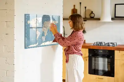 Quadro magnético para desenhar estampa de mapa-múndi vintage