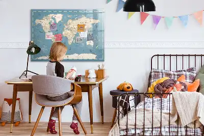 Quadro magnético para desenhar estampa de mapa-múndi vintage