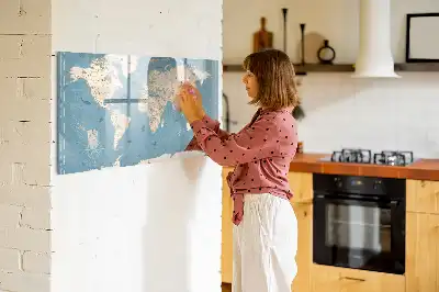 Quadro magnético para desenhar estampa de mapa-múndi vintage