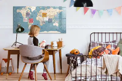 Quadro magnético para desenhar estampa de mapa-múndi vintage