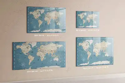 Quadro magnético para desenhar estampa de mapa-múndi vintage