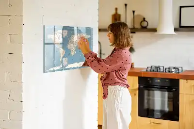 Quadro magnético para desenhar estampa de mapa-múndi vintage