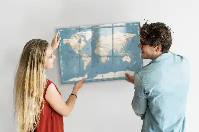 Quadro magnético para desenhar estampa de mapa-múndi vintage