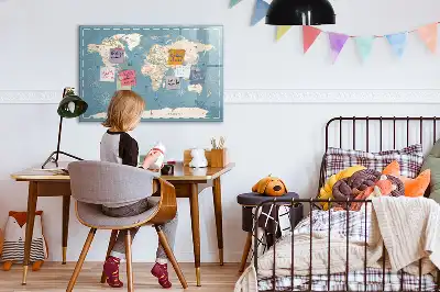 Quadro magnético para desenhar estampa de mapa-múndi vintage